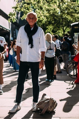 Navy Skinny Jeans Outfits For Men After 60: 
