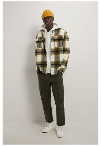Ombre Plaid Flannel Hooded Button Up Shirt