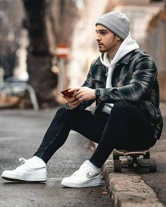 White Hoodie with Plaid Shirt Outfits For Men (12 ideas & outfits)