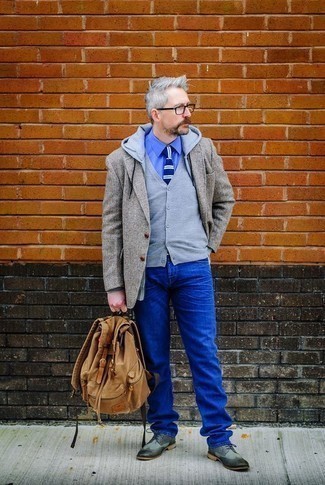 Grey Leather Brogues Outfits: 