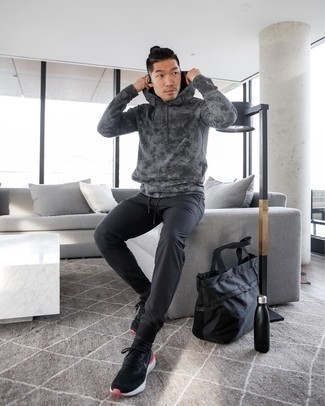 Charcoal Socks Outfits For Men: A charcoal tie-dye hoodie and charcoal socks are a great combo to be utilised on lazy days. Tone down the casualness of your ensemble by sporting a pair of black and white athletic shoes.
