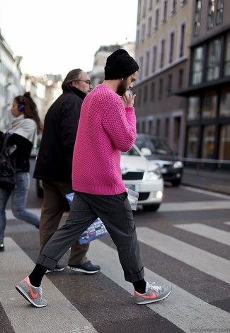 Pink Mohair Crewneck Sweater
