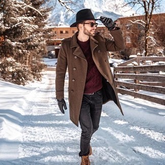 Brown Suede Work Boots Outfits For Men: 