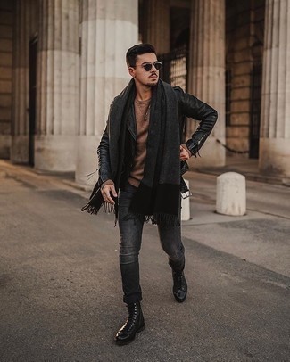 Charcoal Scarf Outfits For Men: 