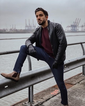 Brown Suede Chelsea Boots Outfits For Men: 