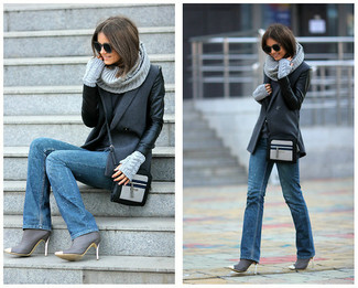 Charcoal Leather Crossbody Bag Outfits: 