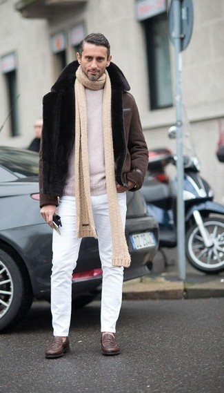 Brown Leather Loafers Winter Outfits For Men After 40: 