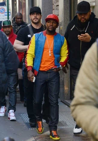 Multi colored Bomber Jacket Outfits For Men: 