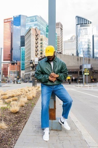 Green-Yellow Baseball Cap Outfits For Men: 