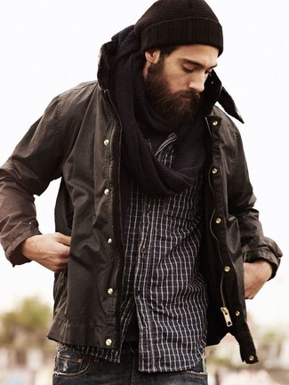 Tobacco Beanie Outfits For Men: 