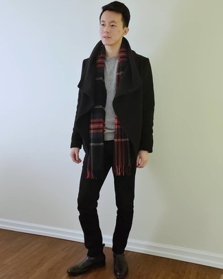 Black Pea Coat Cold Weather Outfits: 