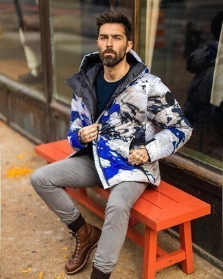 White Puffer Jacket Outfits For Men: 