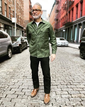 Black Pants with Brown Shoes Outfits For Men After 50: 