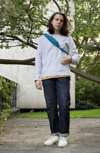 Teal Canvas Fanny Pack Outfits For Men: 