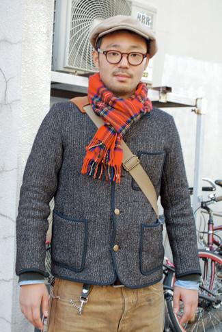 Grey Knit Cardigan Outfits For Men: 