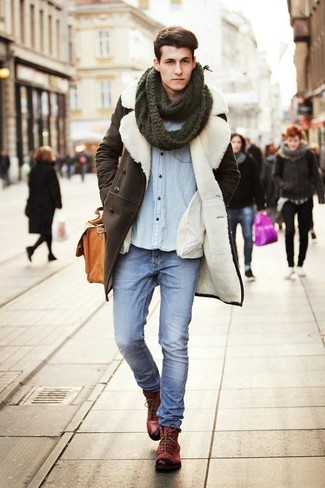 Teal Scarf Outfits For Men: 