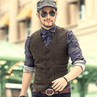 Olive Wool Waistcoat Outfits: 