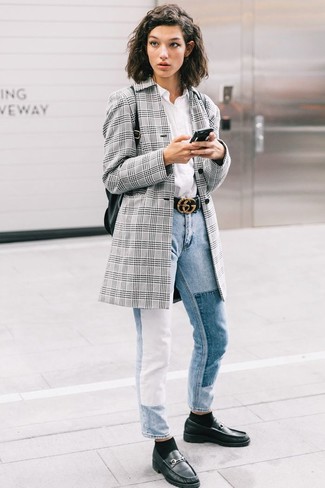 Grey Plaid Blazer Outfits For Women: 
