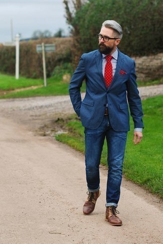 Red and White Polka Dot Pocket Square Spring Outfits: 