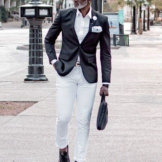 Black Canvas Belt Outfits For Men: 