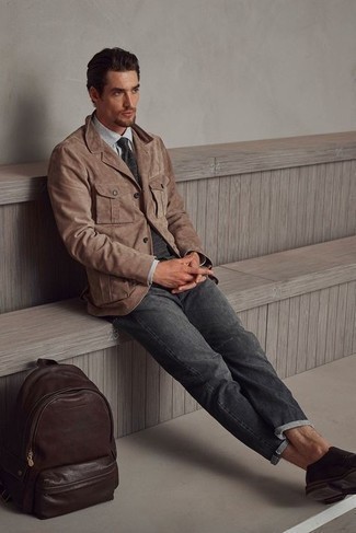 Brown Suede Blazer Outfits For Men: 