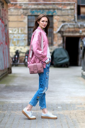 Pink Leather Crossbody Bag Outfits: 