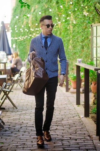 Blue Polka Dot Tie Outfits For Men: 