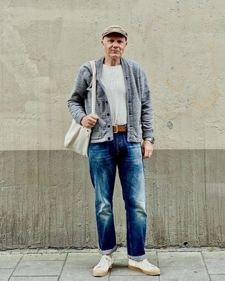White Henley Shirt Outfits For Men After 50: 