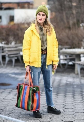 Mustard Puffer Jacket Outfits For Women: 