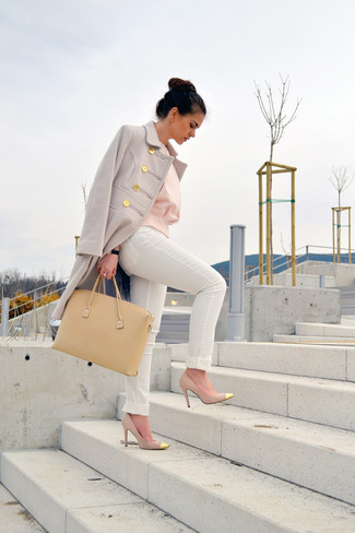 Beige Suede Pumps Outfits: 