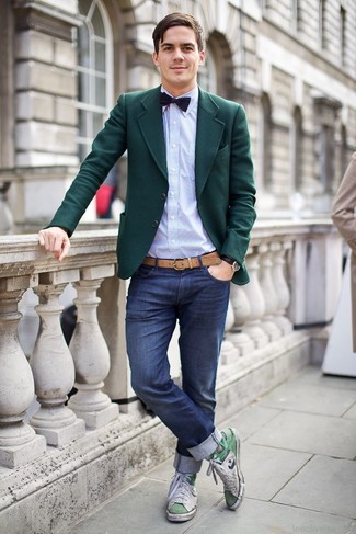 Teal Wool Blazer Outfits For Men: 