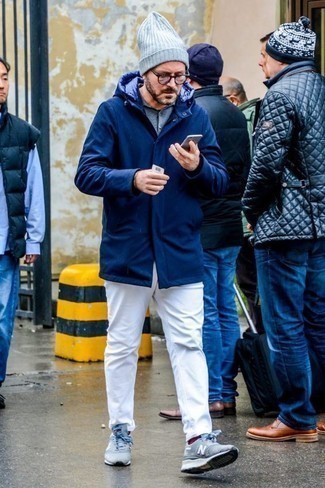 Light Blue Beanie Outfits For Men: 