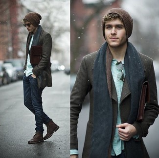 Brown Beanie Outfits For Men: 