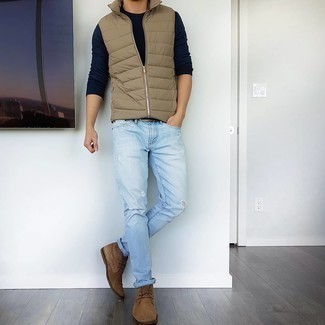 Brown Suede Desert Boots Relaxed Outfits: 