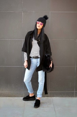 Black Suede Platform Loafers Outfits: 