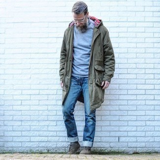 Grey Sweatshirt Chill Weather Outfits For Men After 50: 