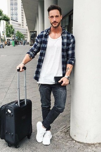 Black Suitcase Relaxed Outfits For Men: 