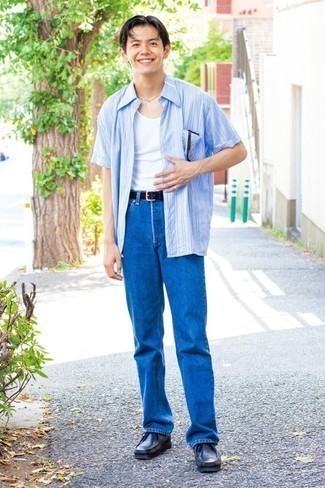 Blue Jeans with Tank Outfits For Men: 