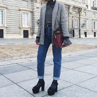 Charcoal Turtleneck Outfits For Women: 