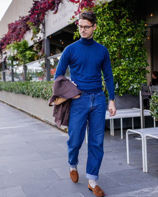 Purple Wool Blazer Outfits For Men: 