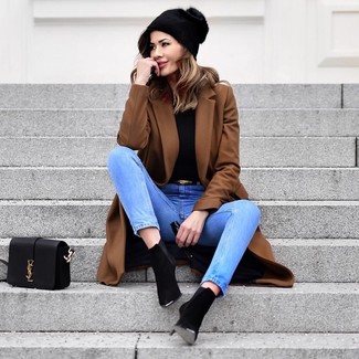 Light Blue Jeans with Ankle Boots Outfits: 
