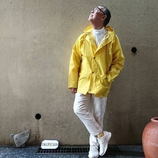 Yellow Raincoat Outfits For Men: 