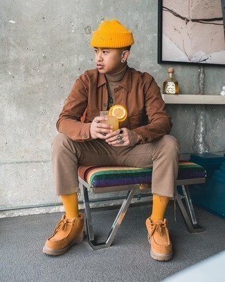 Orange Socks Outfits For Men: 