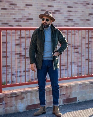 Brown Wool Hat Outfits For Men: 