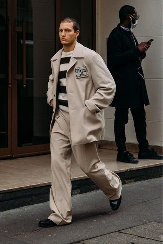 Beige Raincoat Outfits For Men: 