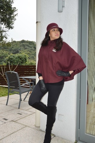 Burgundy Wool Hat Fall Outfits For Women: 