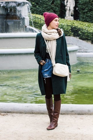 Dark Green Knit Cardigan Outfits For Women: 