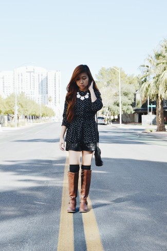 Black and White Polka Dot Skater Dress Outfits: 