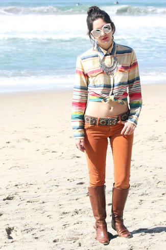 Orange Skinny Jeans Outfits: 