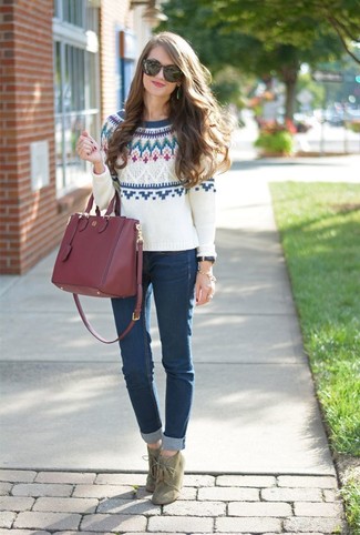 Teal Suede Ankle Boots Outfits: 